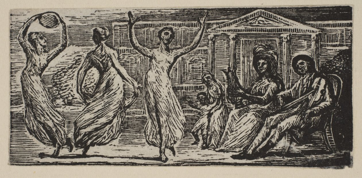 Ménalque regardant les femmes danser, des Pastorales de Virgile de Thornton, 1821 - William Blake