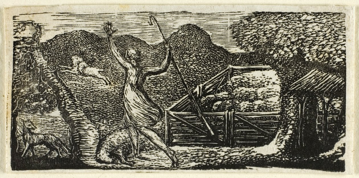 Le berger chasse le loup, des Pastorales de Virgile - William Blake