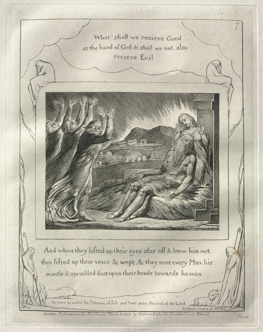 Le Livre de Job : No. 7, Et quand ils levèrent les yeux de loin et ne le reconnurent pas..., 1825 - William Blake