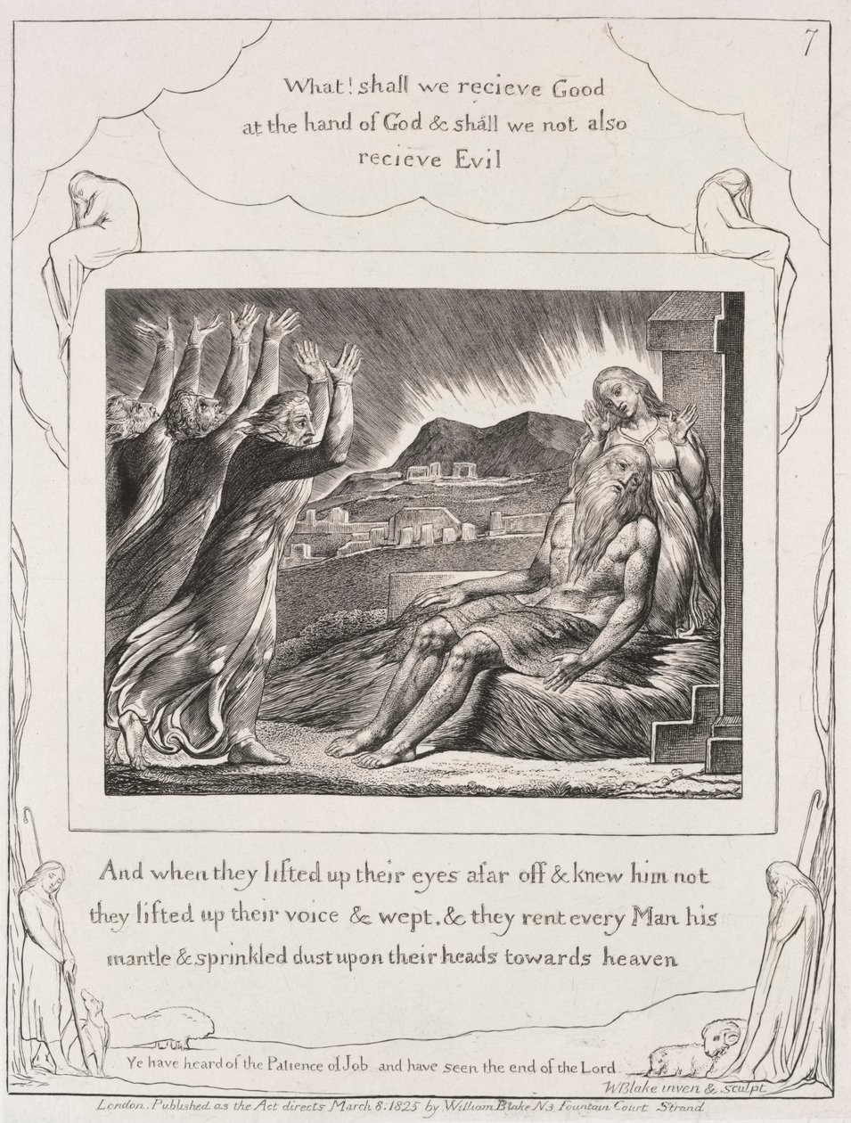 Le Livre de Job : Pl. 7, Et quand ils levèrent les yeux, 1825 - William Blake