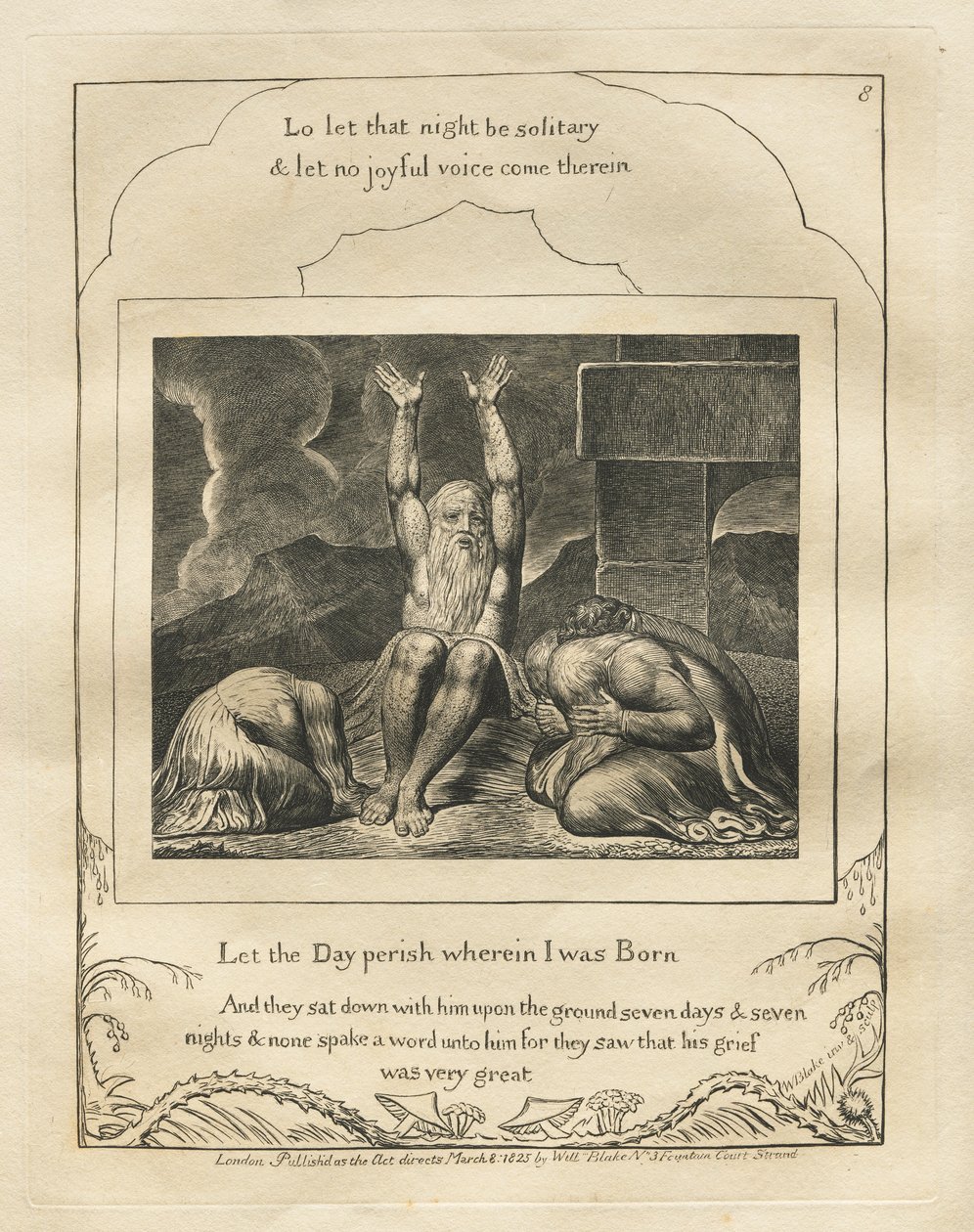 Le Livre de Job : Pl. 8, Que le Jour périsse où je suis né - William Blake