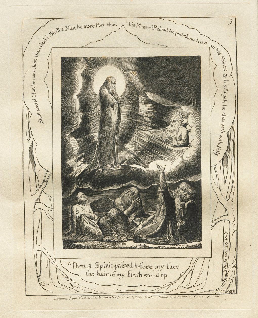 Le Livre de Job : Pl. 9, Alors un esprit passa devant mon visage, les poils de ma chair se dressèrent, 1825 - William Blake
