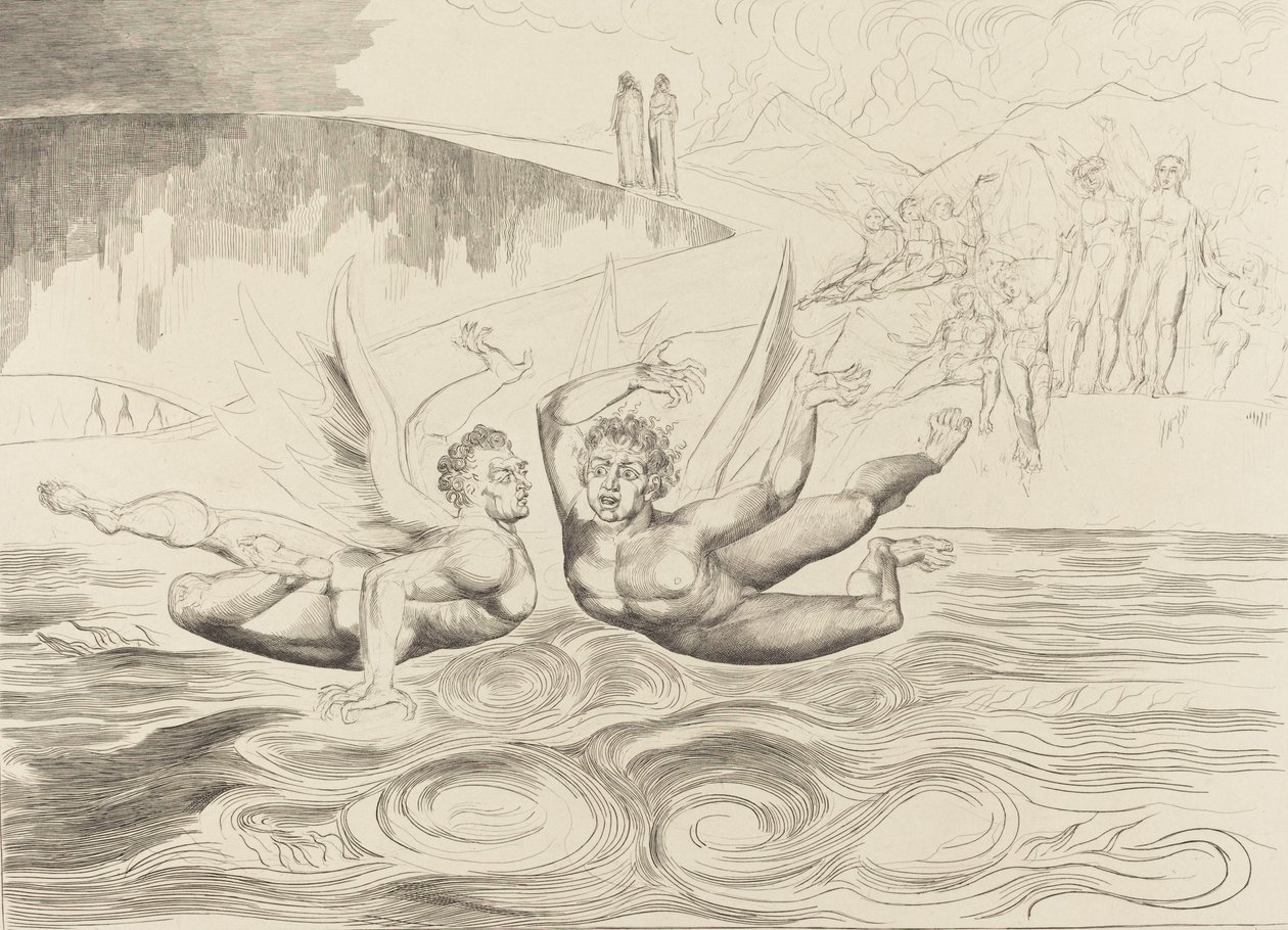 Le cercle des fonctionnaires corrompus, les diables se battant entre eux - William Blake