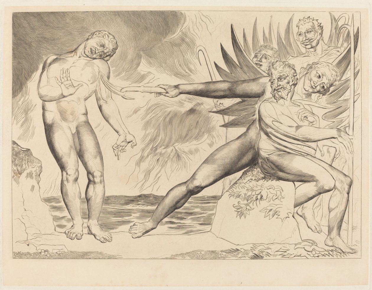 Le Cercle des Officiels Corrompus; les Diables Tourmentant Ciampolo - William Blake