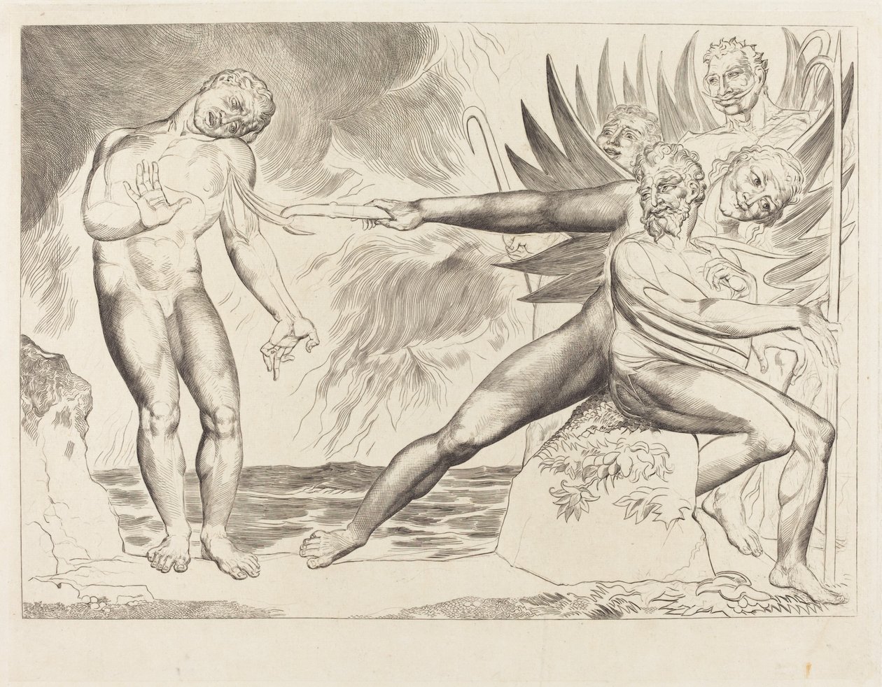 Le Cercle des Officiels Corrompus; les Diables Tourmentant Ciampolo - William Blake