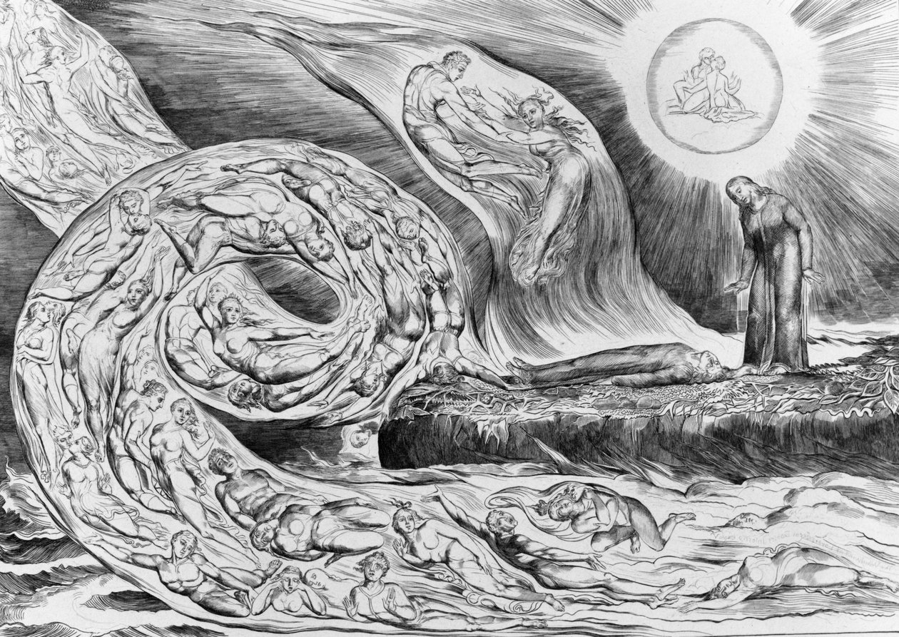 Le cercle des luxurieux : Paolo et Francesca, de la Divine Comédie de Dante (Enfer) - William Blake