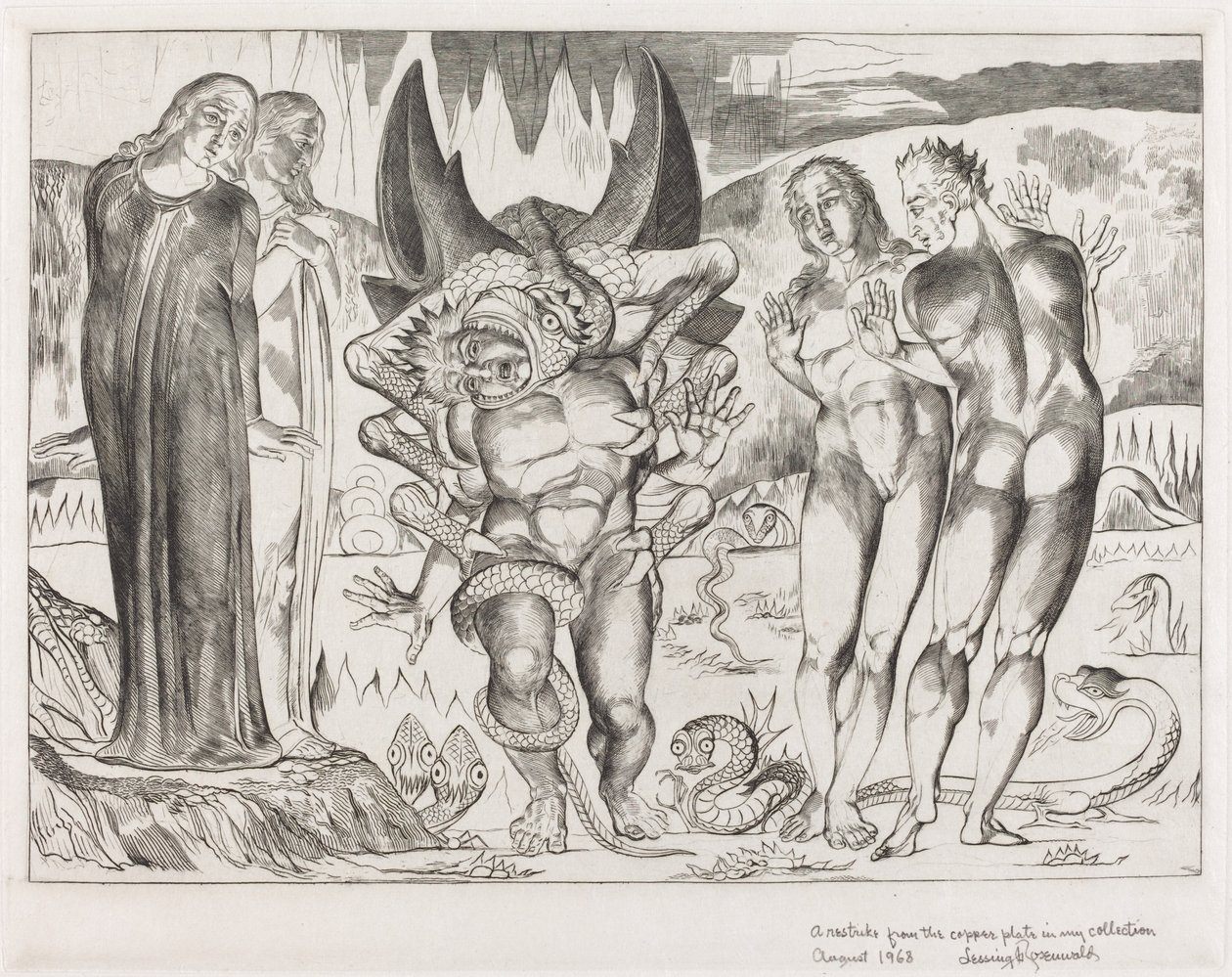 Le Cercle des Voleurs, Agnolo Brunelleschi Attaqué par un Serpent à Six Pattes - William Blake