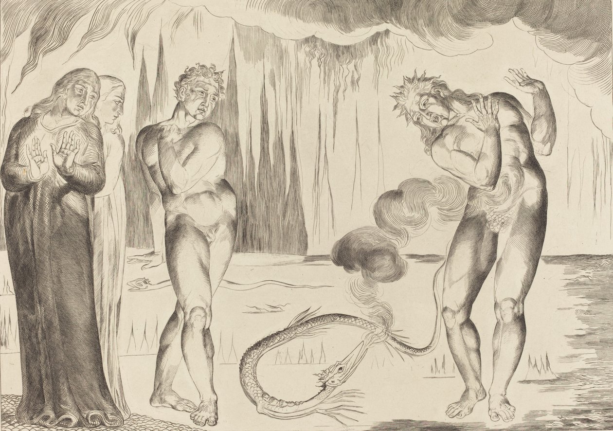 Le Cercle des Voleurs, Buoso Donati Attaqué par le Serpent - William Blake