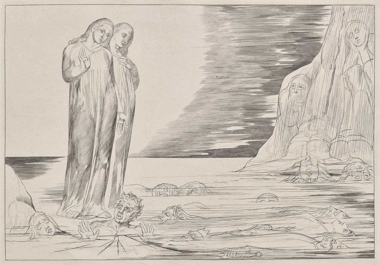 Le cercle des traîtres : Le pied de Dante frappant Bocca degli Abbate, de l