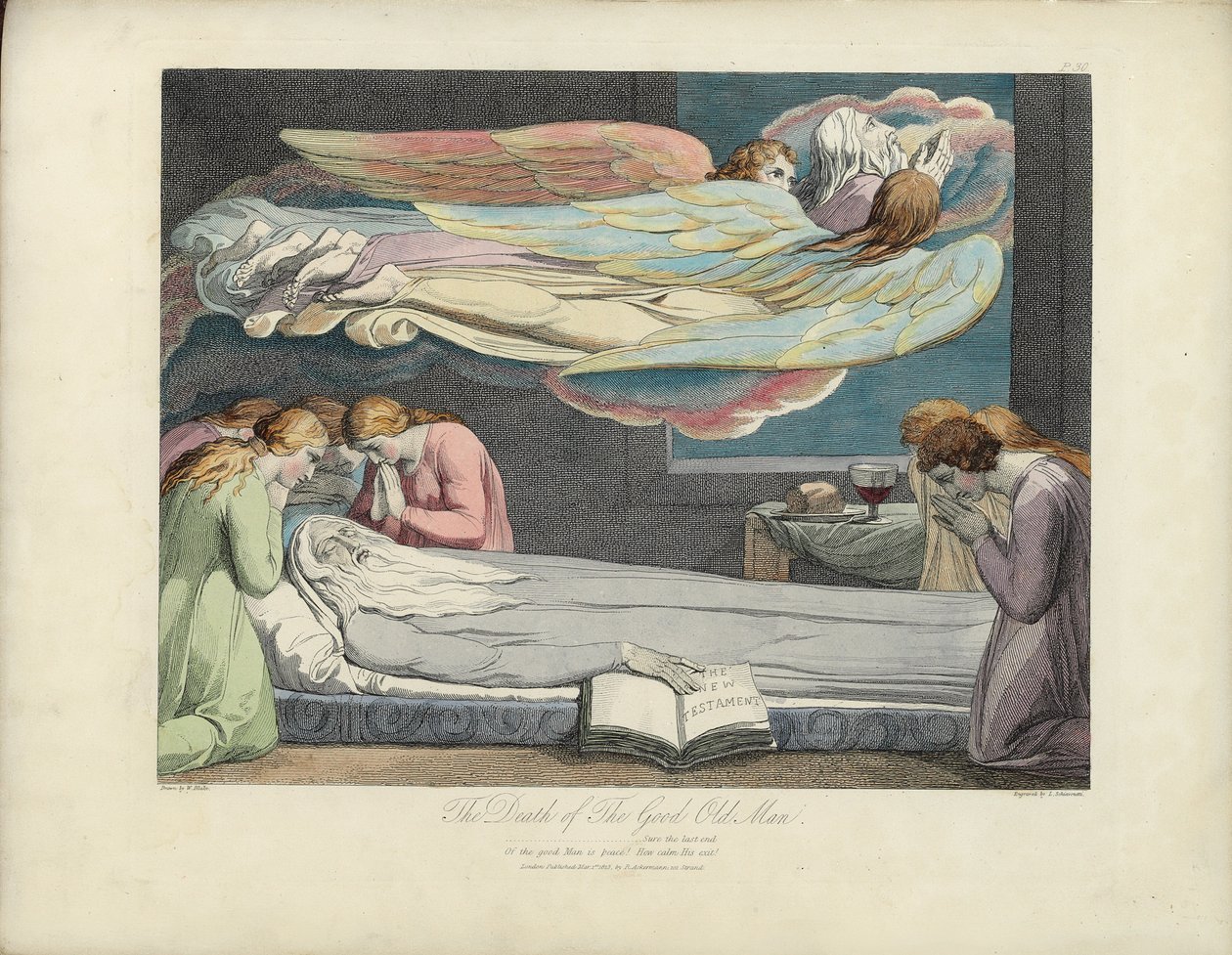 La mort du bon vieillard, illustration de "La Tombe" de Robert Blair, gravée par Louis Schiavonetti - William Blake