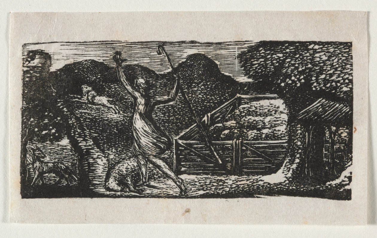 Les Pastorales de Virgile, Églogue I : Le berger chasse un loup, 1821 - William Blake