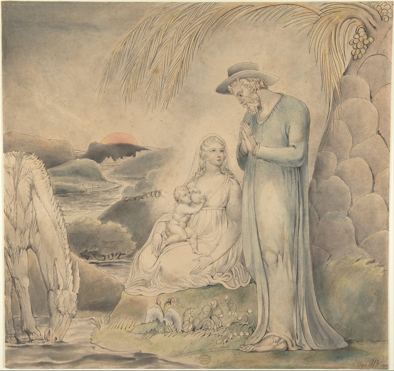 Le Repos pendant la fuite en Égypte (Le Repos de la Sainte Famille en Égypte) - William Blake