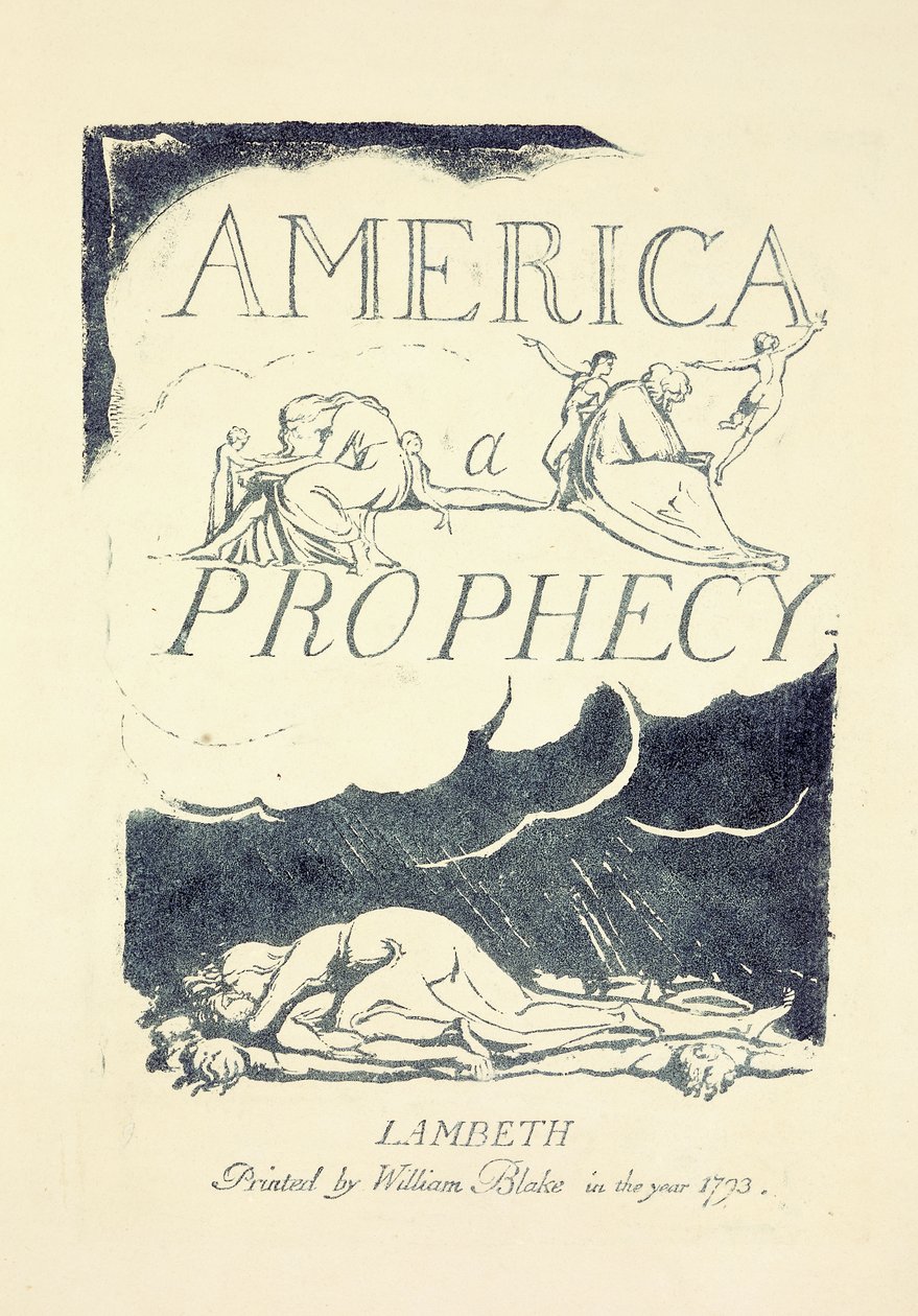 Page de titre de "America, A Prophesy", milieu des années 1790 - William Blake