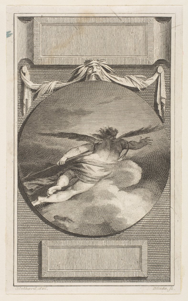 Figure ailée volant à travers les nuages, vers 1780-87 - William Blake