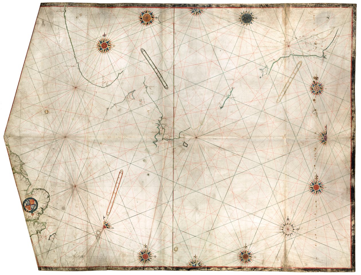 Carte portulan construite par William Borough montrant la zone maritime de la mer du Nord et de la Baltique, de la côte est de l