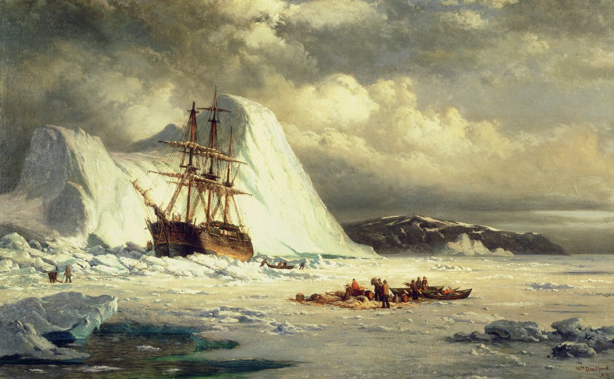 Bateau pris dans les glaces, vers 1880 (huile sur toile) - William Bradford