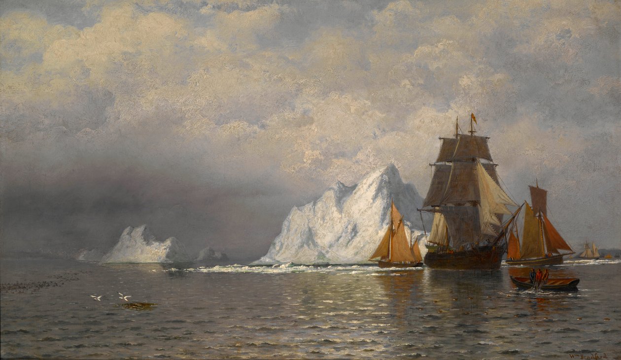 Baleinier et navires de pêche près de la côte du Labrador - William Bradford