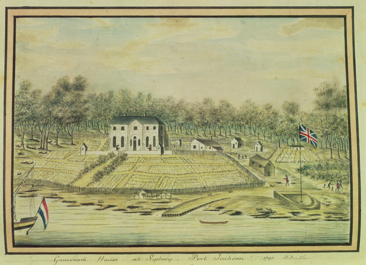 Maison du Gouverneur à Sydney, Port Jackson, 1791 - William Bradley