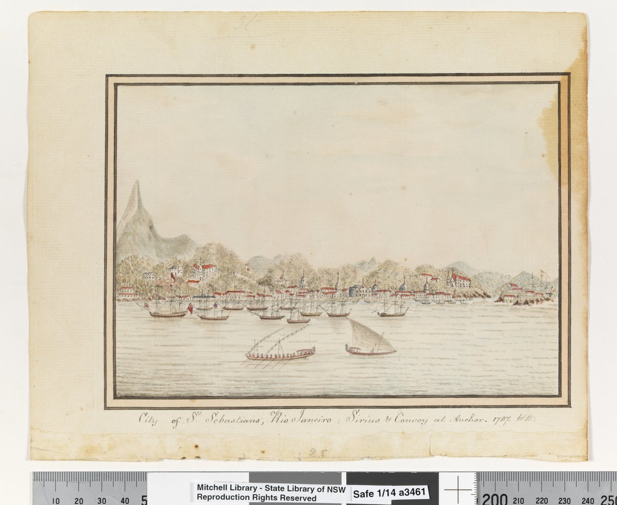 Opp. p. 37. `Ville de St. Sebastians, Rio Janeiro: Sirius et convoi à l