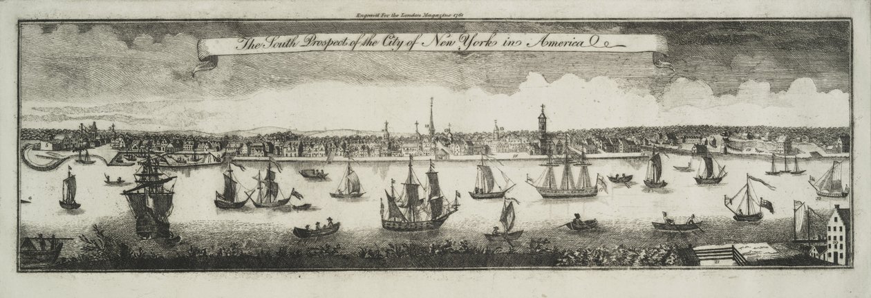 La vue sud de la ville de New York, en Amérique du Nord, 1761 - William Burgis