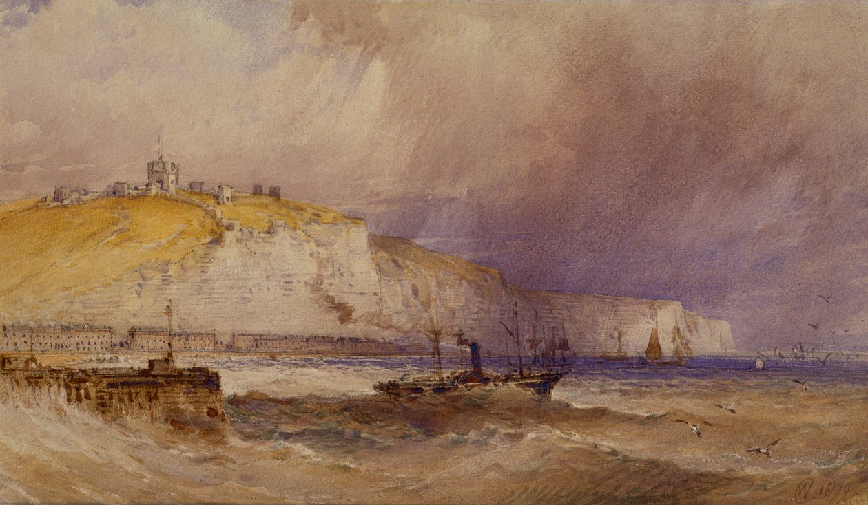 Un bateau à vapeur quittant le port de Douvres, 1879 - William Callow