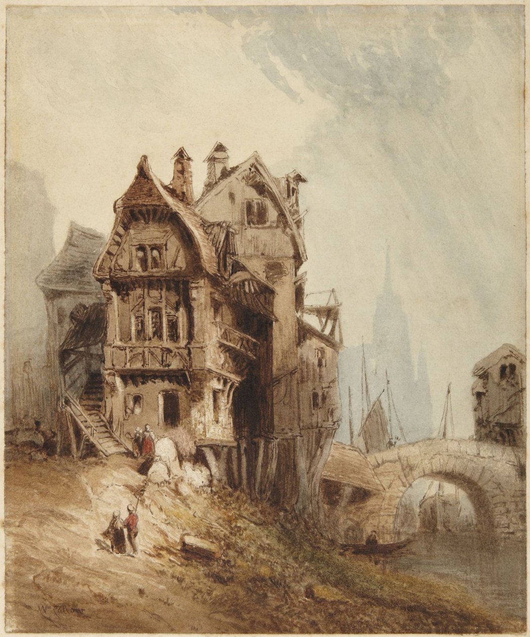 Maisons sur la rivière - William Callow