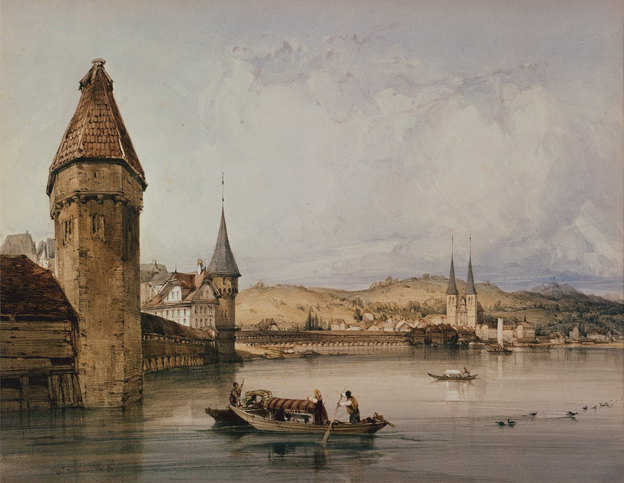 Ville de Lucerne, sur le lac des Quatre Cantons - William Callow