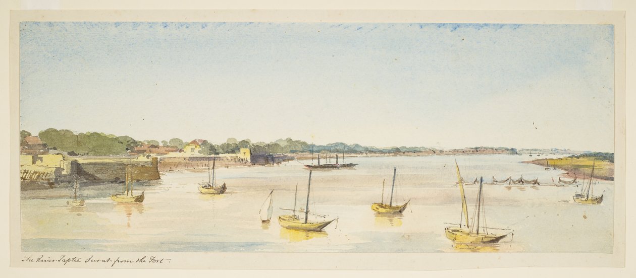 Rivière Taptie, Surat depuis le fort (bateaux) - William Carpenter