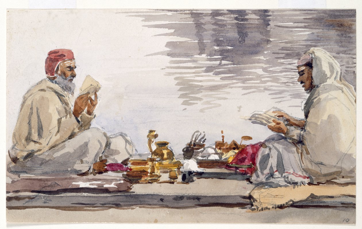 Deux hommes saints lisant le Granth Saheb, Umritsar - William Carpenter