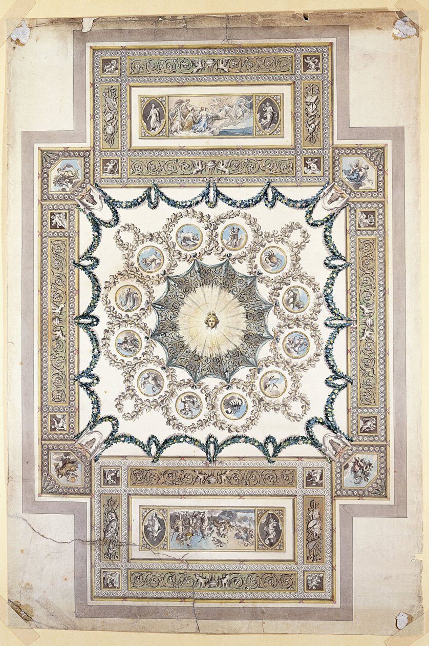 Conception pour le plafond de la bibliothèque à Woburn Abbey - William Chambers