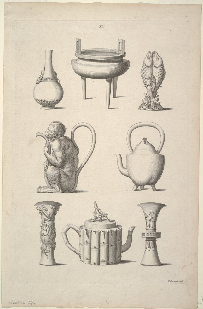 Conceptions pour la vaisselle, Planche XV des Conceptions de bâtiments chinois, meubles, vêtements, machines et ustensiles. - William Chambers