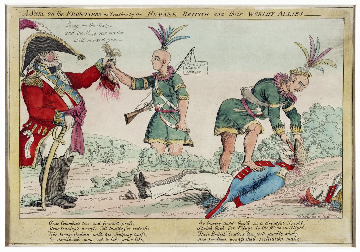 Une scène aux frontières pratiquée par les Britanniques humanitaires et leurs dignes alliés, pub. 1812 - William Charles