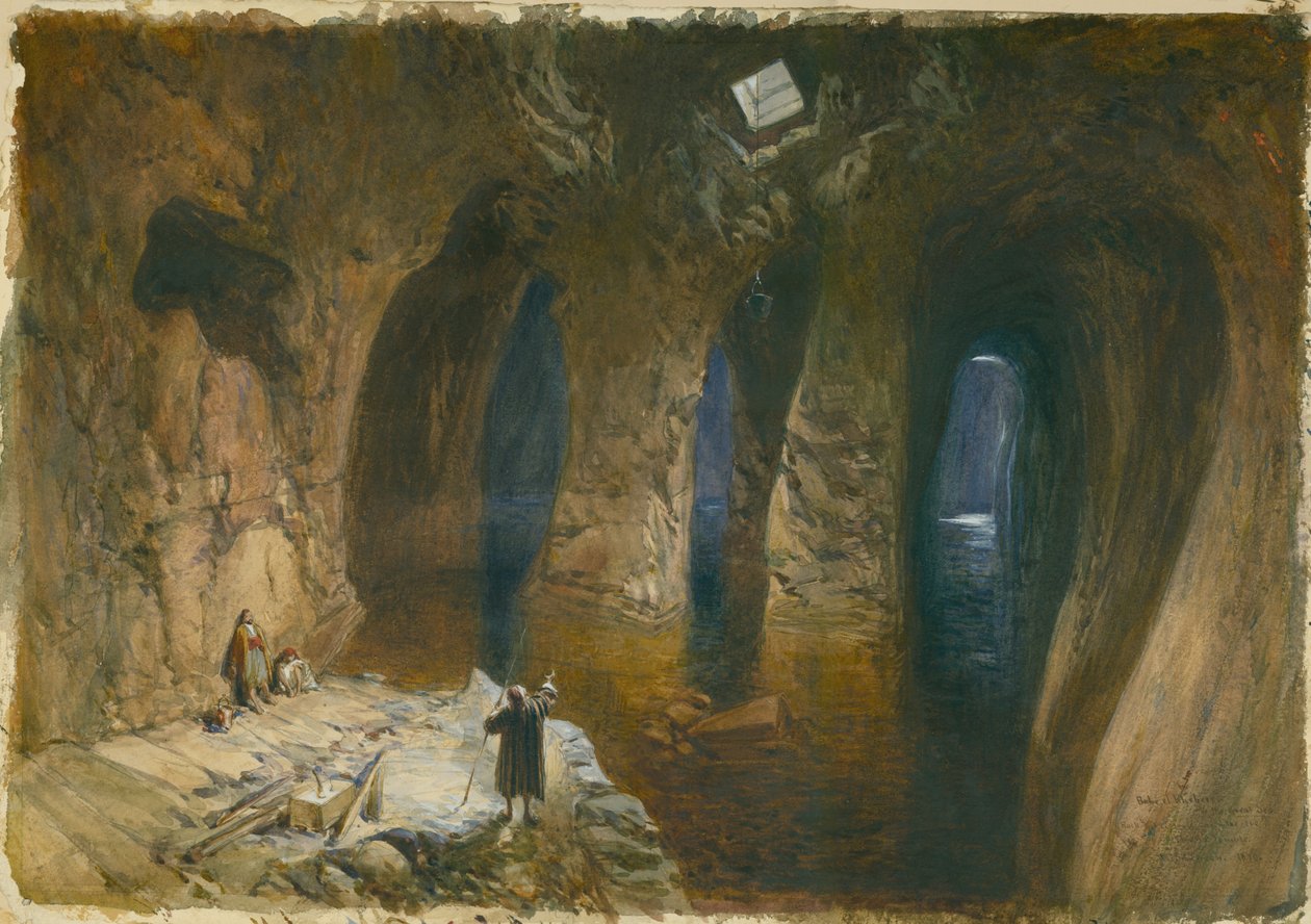 Bahr el Khabeer ou la Grande Mer, citerne taillée dans la roche sous le site du Temple de Salomon, 1870 - William Crimea Simpson