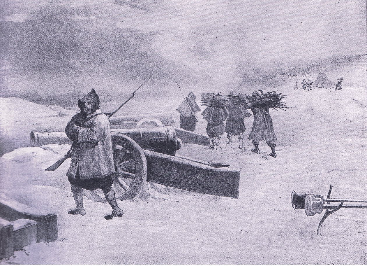 Sentinelle des Zouaves devant Sébastopol, illustration de British Battles on Land and Sea, 1915 - William Crimea Simpson