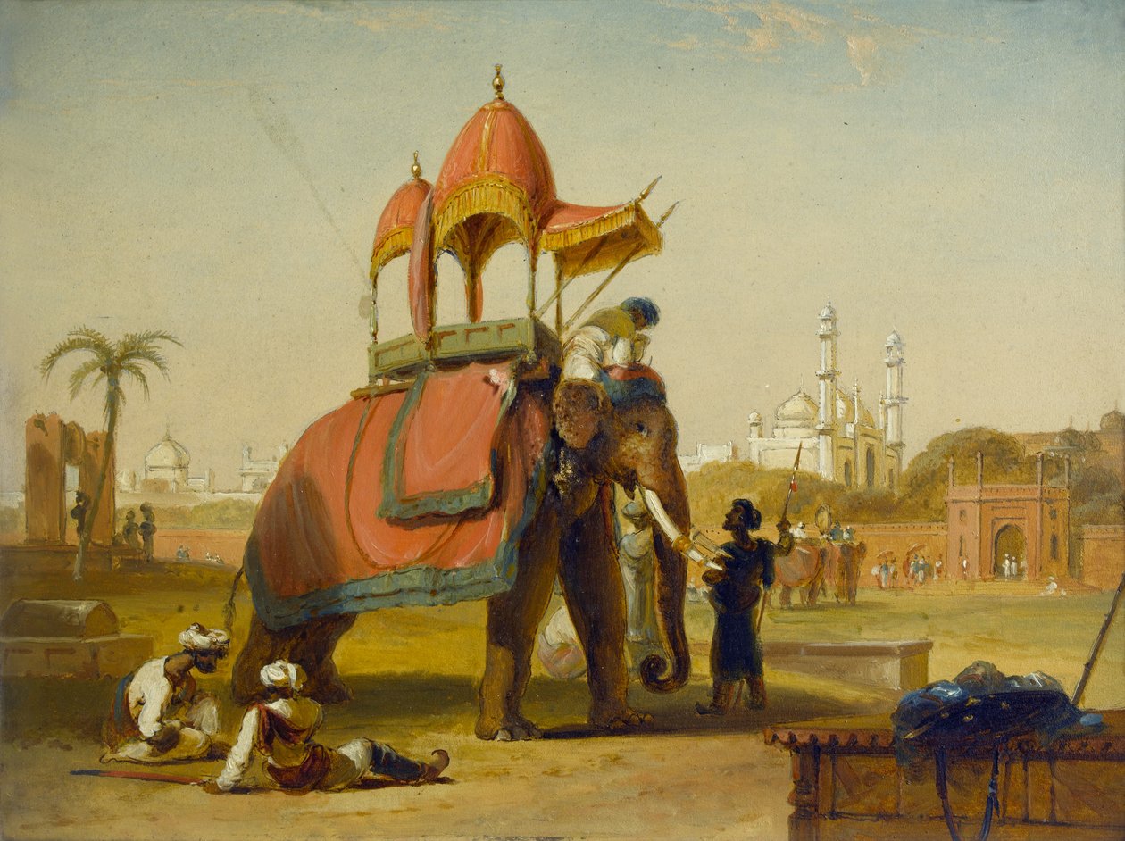 Un éléphant caparaçonné - Scène près de Delhi (Une scène dans les Indes orientales), 1832 - William Daniell