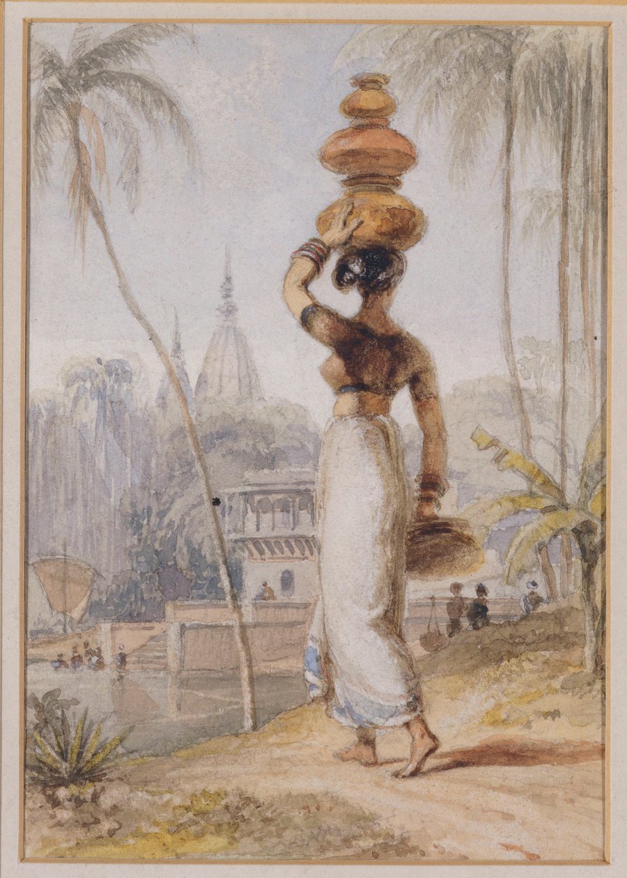 Une femme hindoue portant un pot à eau - William Daniell