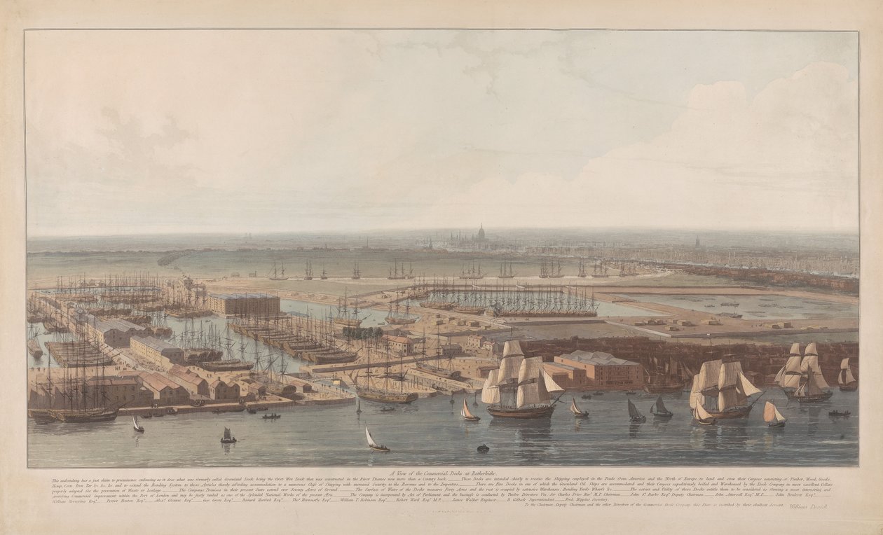 Vue sur les quais commerciaux de Rotherhithe - William Daniell