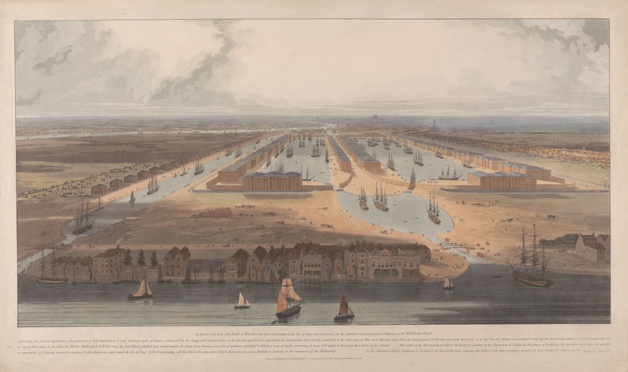 Vue sur les docks de West India - William Daniell