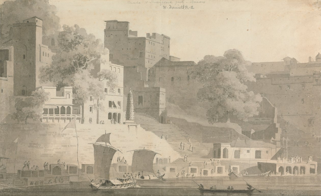 Bramha et Nursingdara Ghat, Varanasi - William Daniell