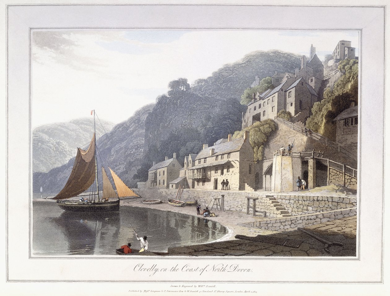 Clovelly, sur la côte du nord du Devon - William Daniell