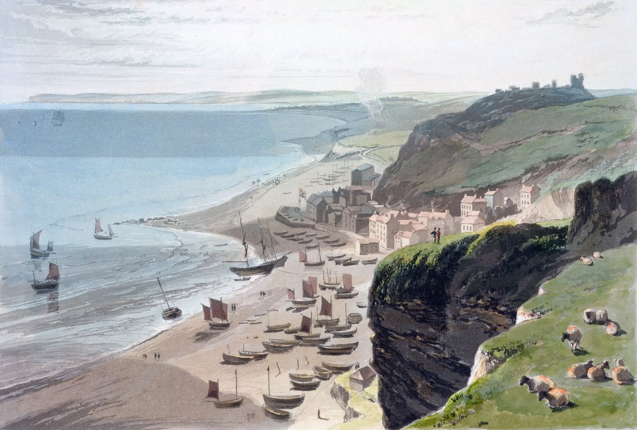 Hastings, depuis la falaise Est, 1823 - William Daniell