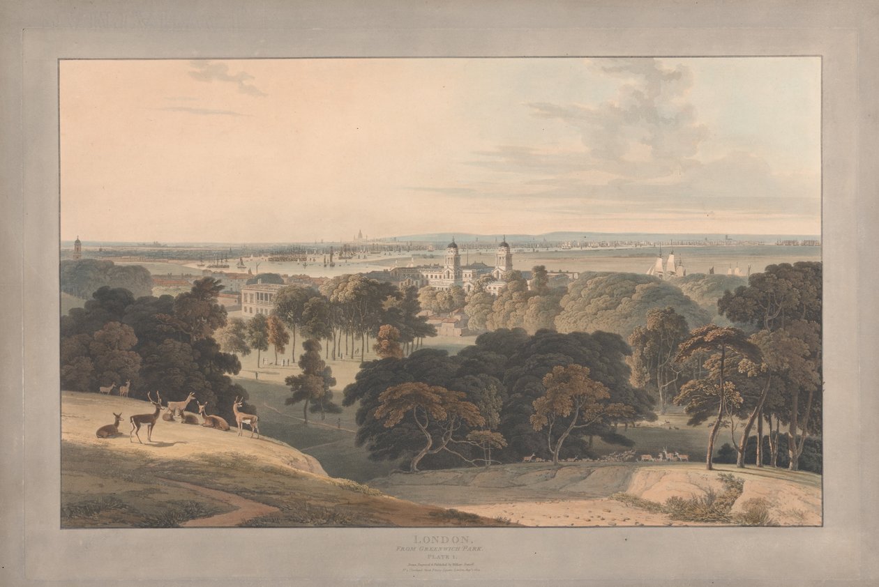 Planche I : Londres depuis Greenwich Park - William Daniell