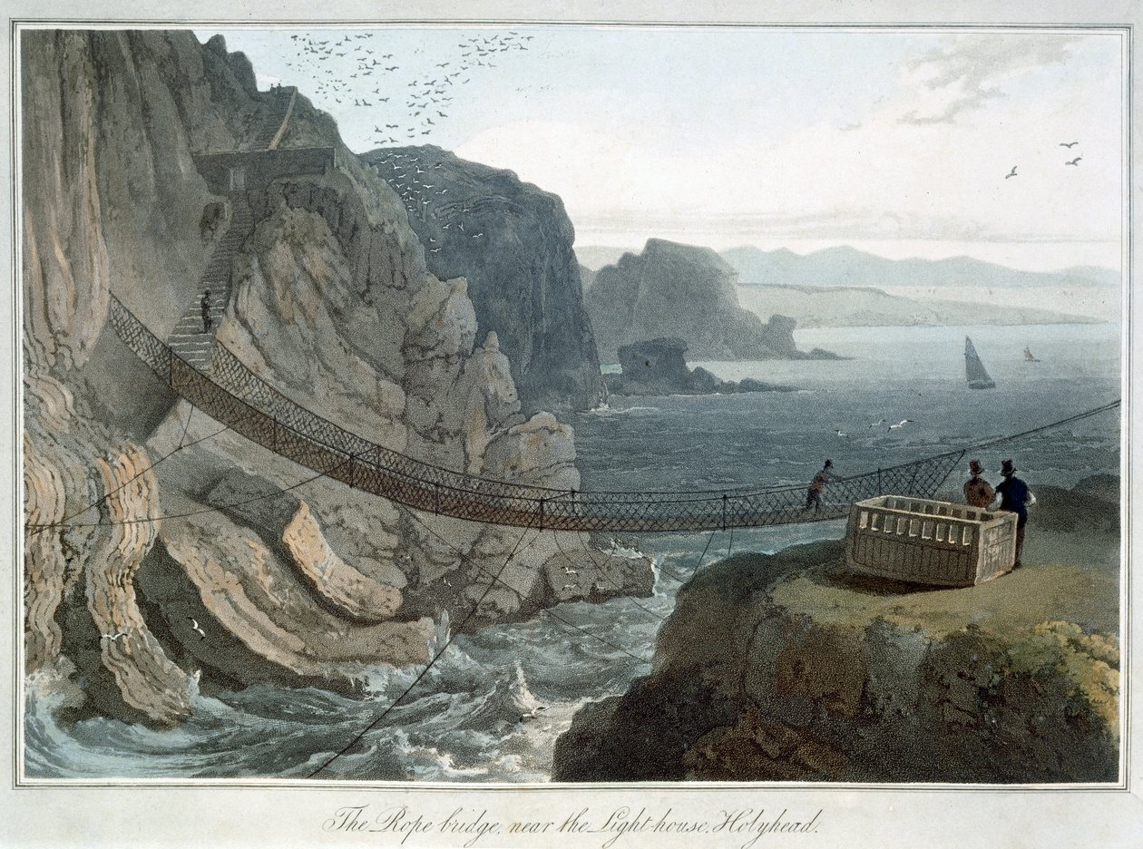 Le Pont de Corde près du Phare, Holyhead, Anglesey, Pays de Galles, 1829 - William Daniell