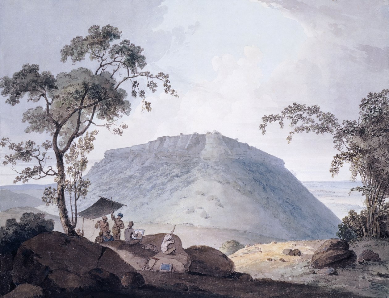 Vue sud-est de Bijaigarh, Uttar Pradesh, vers 1790 - William Daniell