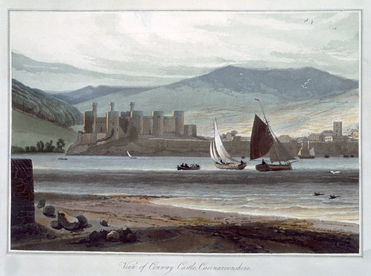 Vue du château de Conway, Caernarvonshire, Pays de Galles, 1814-1825 - William Daniell