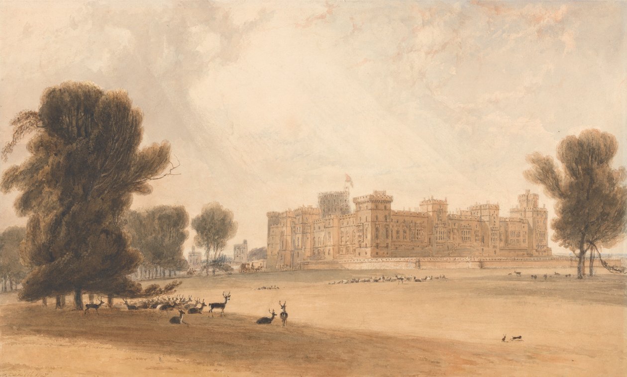 Le château de Windsor vu depuis le sud - William Daniell