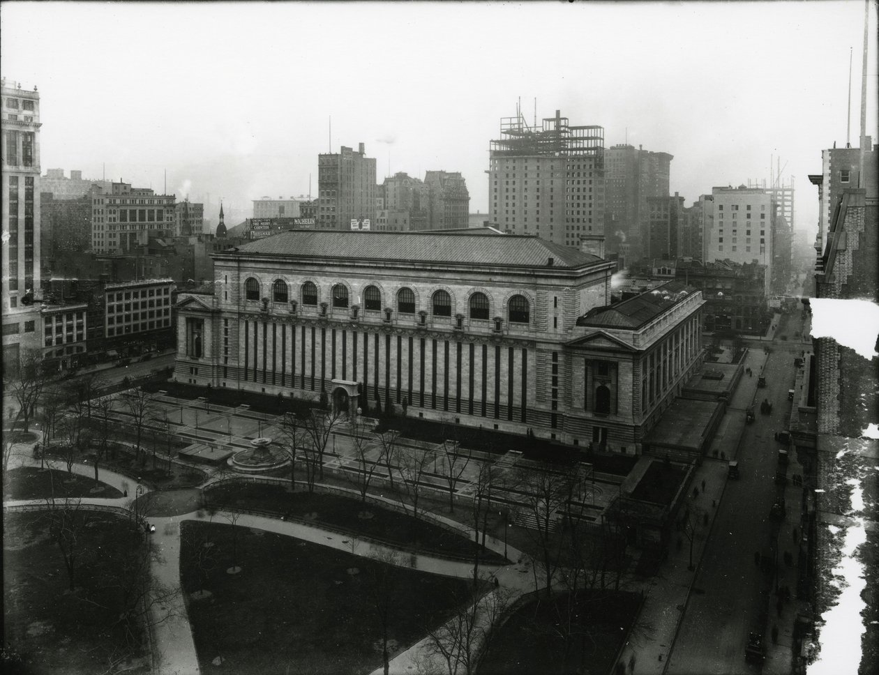 Bibliothèque publique de New York et Bryant Park, c.1910-21 - William Davis Hassler