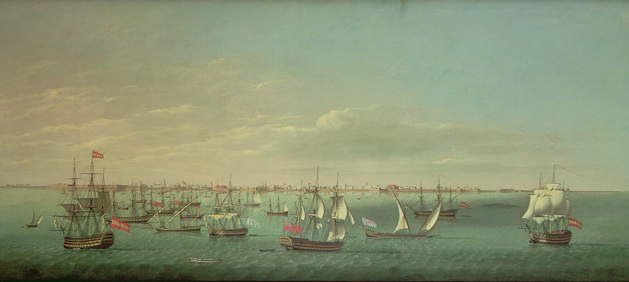 Navires marchands et de guerre britanniques, français, portugais et espagnols au large de Cadix - William Dixon