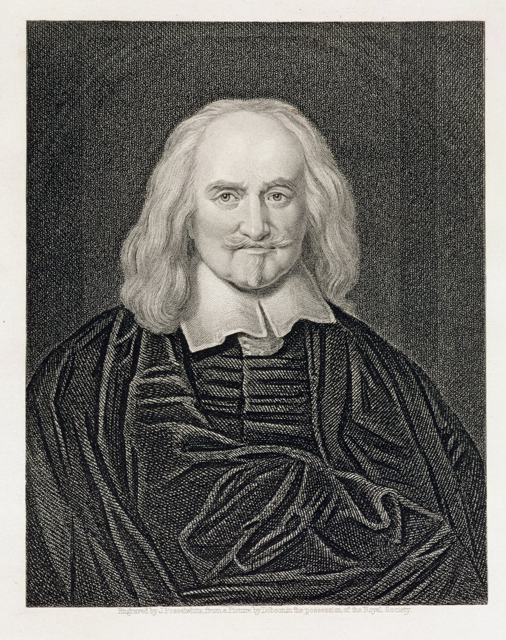 Portrait de Thomas Hobbes (1588-1679) gravé par James Posselwhite (1798-1884) pub. par William Mackenzie - William Dobson