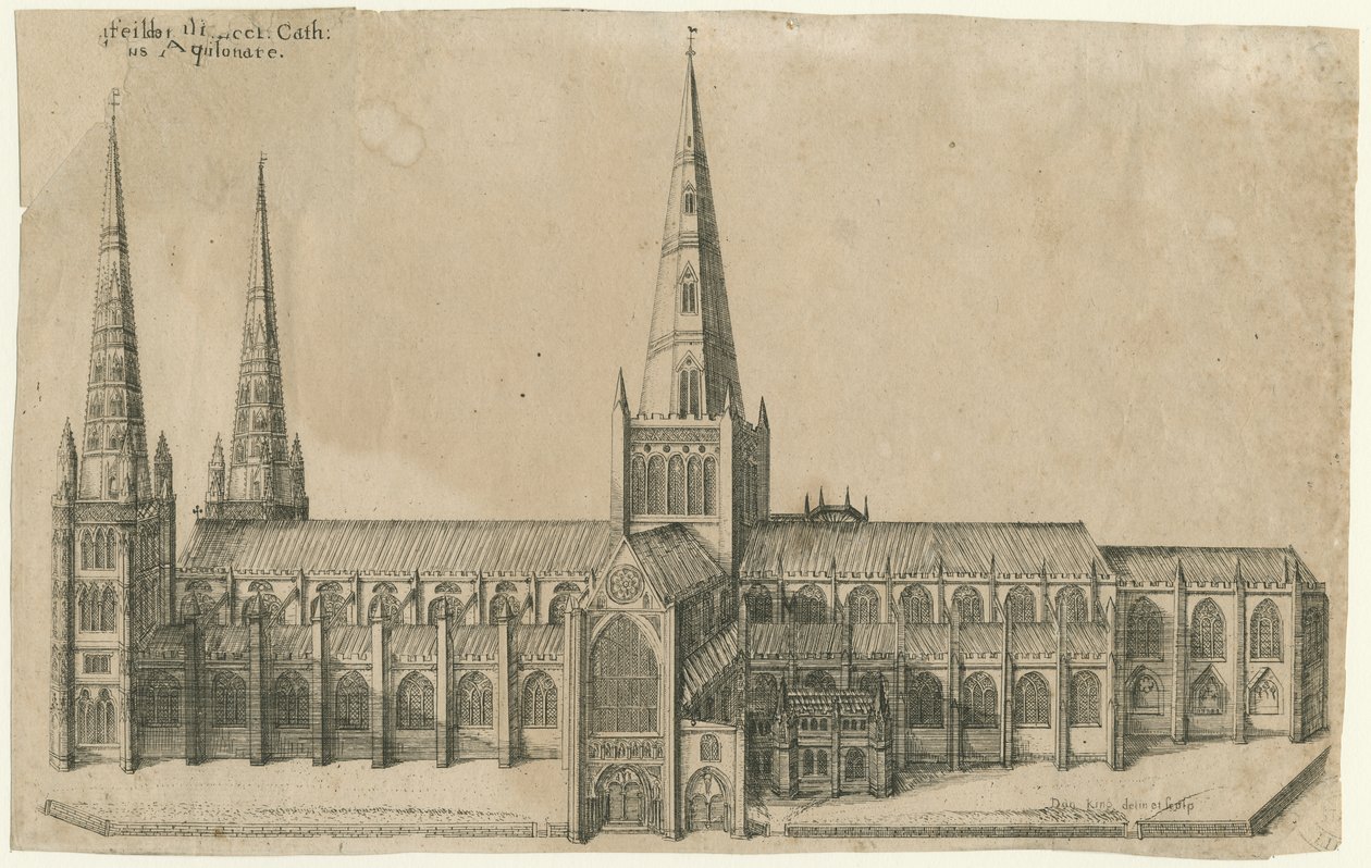 Cathédrale de Lichfield - Vue sud - William Dugdale